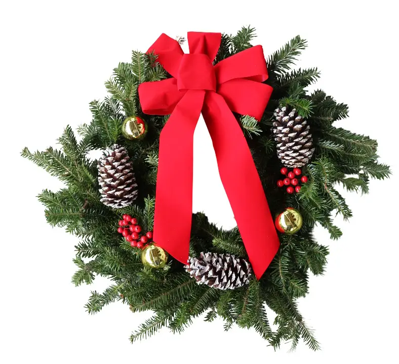22" fraser fir wreath decorated